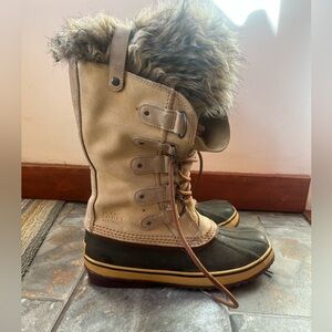 Sorel Winter Waterproof Tan and Brown Fake Fur-Trimmed Boots